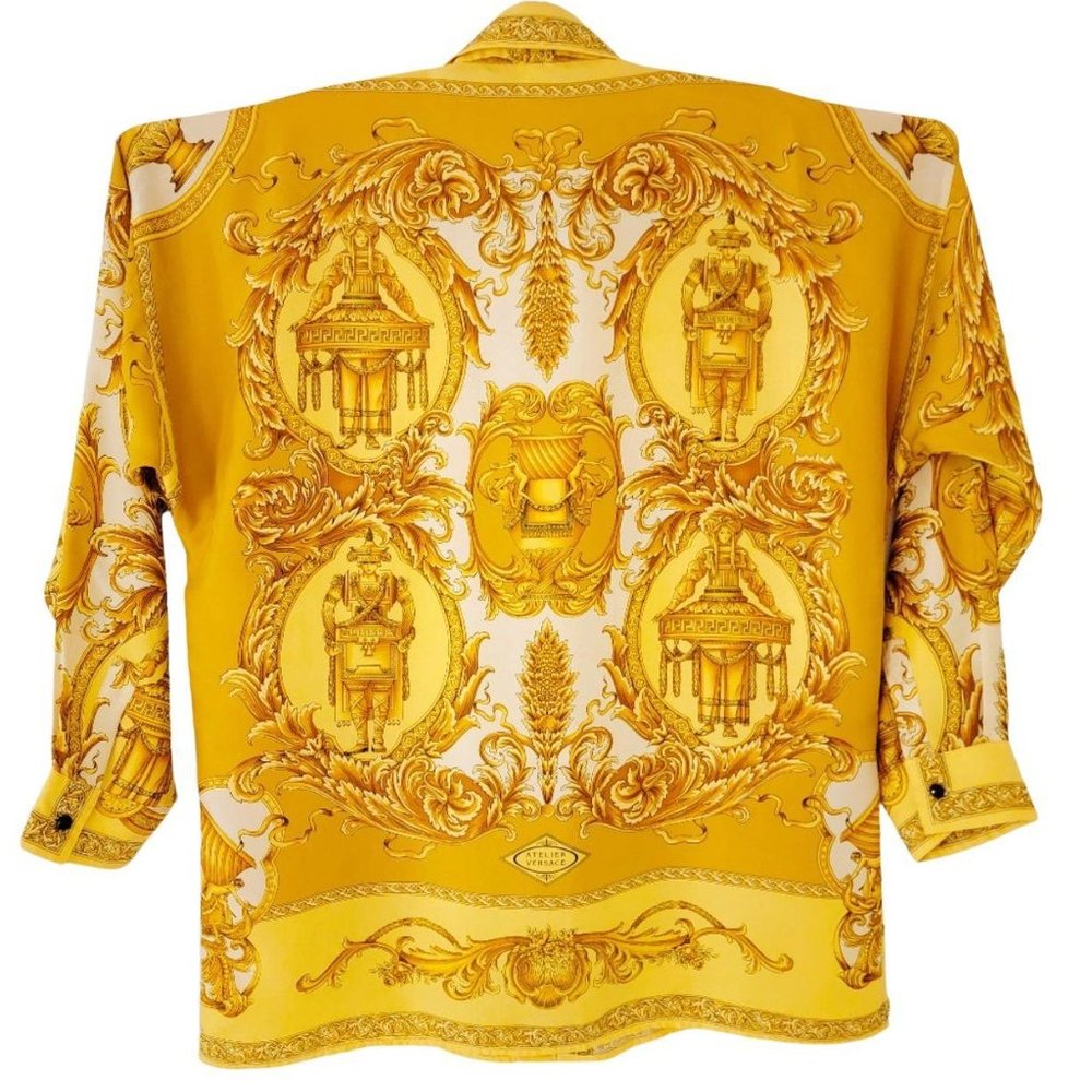 Gianni Versace Barocco Silk Shirt Neoclassical Roman Sculptures Men's IT48 1990s